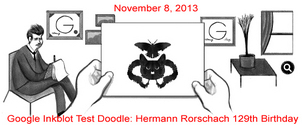 Hermann Rorschach Google Inkblot Test Doodle Honoring his 129th Birthday hermann-rorshach