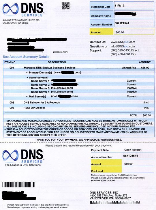 DNS Services Invoices are a Scam