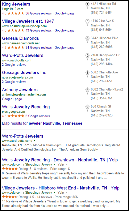 Village Jewelers Website Review 1098-jewelers-nashville-tennessee-serp-99