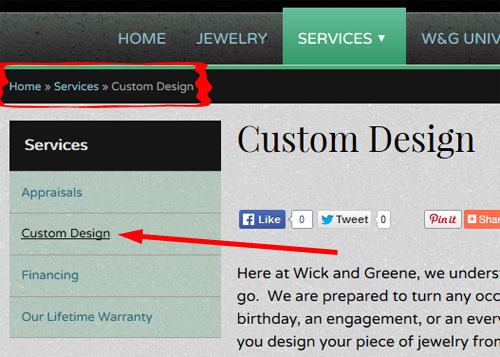 Wick and Green Jewelers Website Review 1245-breadcrumb-navigation-62