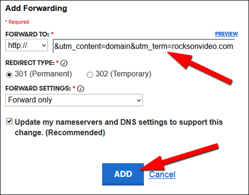 Using Alternative Domain Names: Practical SEO Guide 1302-paste-forwarding-url-14