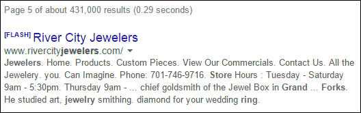 Horrible Retail Jeweler Websites Near Grand Fork 1325-river-city-serp-flash-42