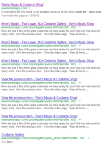 Kens Magic Shop Google Site SERP