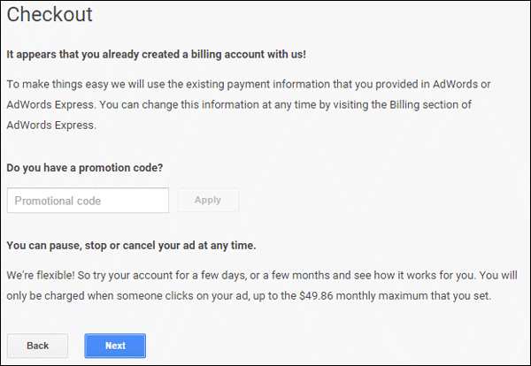 Setting Up Google AdWords Express TBT: 2015 Holiday Run-Up 1369-checkout-13