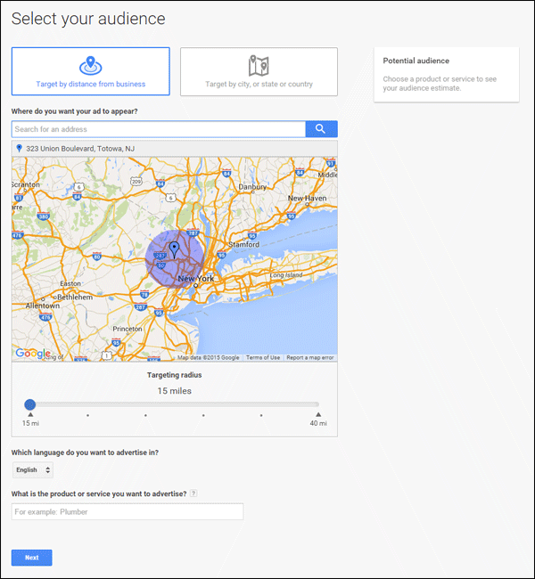 Setting Up Google AdWords Express TBT: 2015 Holiday Run-Up 1369-select-audience-85