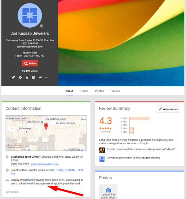 Changes to Google Maps Results and Google+ Business Listings 1400-jeweler-old-google-plus-kassab-91