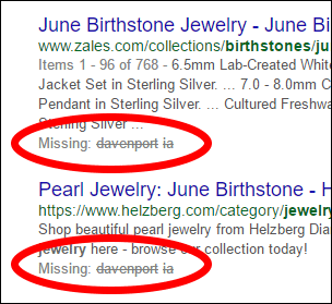 June Birthstone Jewelry Gift SERP and Website Review 1535-missing-davenport-ia-3