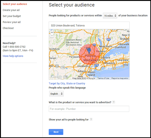 Setting up Google AdWords Express 5012-1002-adwords-express-step1