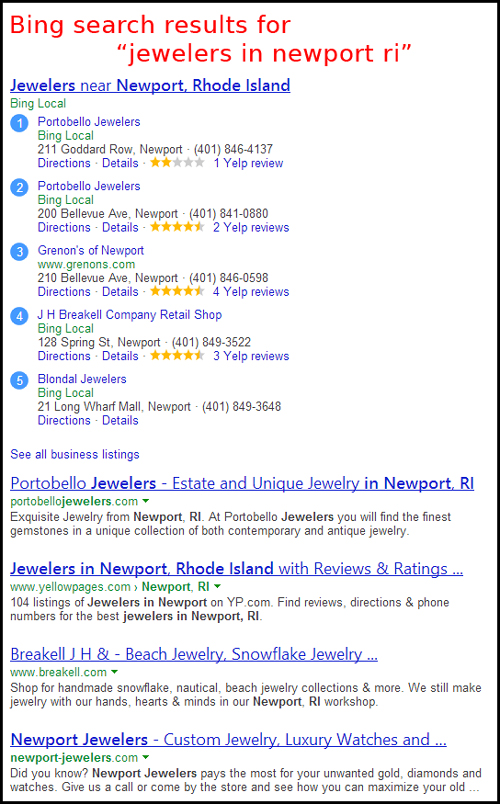 SERP Review of Jewelers in Newport, RI 6872-960-bing-serp