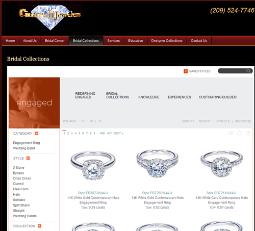 Ciccarelli Jewelers SERP and Website Review 888-950-bridal-collections