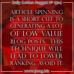 Avoid Article Spinning, Its Bad SEO TBT daily-golden-nugget-1304-58